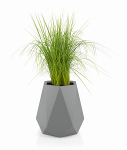 Geometryczna duża donica Flavi szara pojedyncze dno 54cm