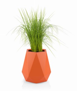 Geometryczna duża donica Flavi pomarańczowa  z wewnętrzną półką 54cm