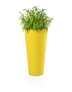 Wysoka donica okrągła Habana żółta z wewnętrzną półką 80 cm