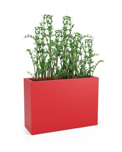 Wysoka prostokątna donica Longerino czerwona z wewnętrzną półką 70 cm