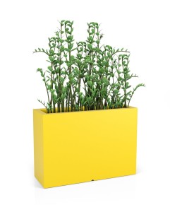 Wysoka prostokątna donica Longerino żółta z wewnętrzną półką 70 cm