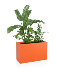 Prostokątna podłużna donica Lungo Maxi pomarańczowa z wewnętrzną półką