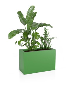 Prostokątna podłużna donica Lungo Maxi limonka z wewnętrzną półką