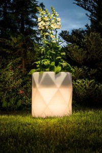 Podświetlana geometryczna donica Modena 53cm barwa ciepła