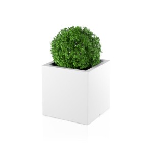 Kwadratowa duża donica Pixel pot biała z wewnętrzną półką 50 cm