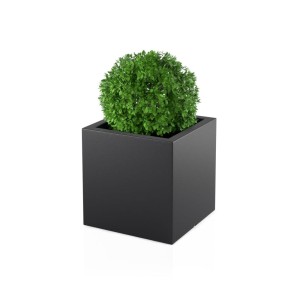 Kwadratowa duża donica Pixel pot czarna z wewnętrzną półką 50 cm