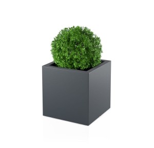 Kwadratowa duża donica Pixel pot antracytowa z wewnętrzną półką 50 cm