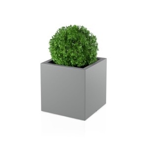 Kwadratowa duża donica Pixel pot szara z wewnętrzną półką 50 cm