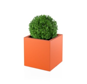Kwadratowa duża donica Pixel pot pomarańczowa z wewnętrzną półką 50 cm
