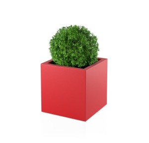 Kwadratowa duża donica Pixel pot czerwona z wewnętrzną półką 50 cm