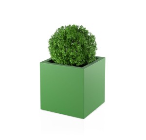 Kwadratowa duża donica Pixel pot limonka z wewnętrzną półką 50 cm