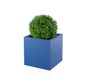 Kwadratowa duża donica Pixel pot niebieska z wewnętrzną półką 50 cm