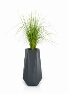 Wysoka geometryczna donica Siena antracytowa z wewnętrzną półką 75cm
