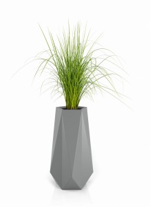 Wysoka geometryczna donica Siena szara z wewnętrzną półką 75cm