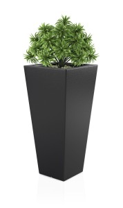 Duża i wysoka donica Slim line M czarna z wewnętrzną półką 110h cm 
