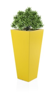 Duża i wysoka donica Slim line M żółta z wewnętrzną półką 110h cm 