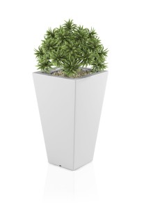 Smukła i wysoka donica Slim line S biała z wewnętrzną półką 70h cm
