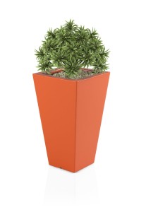 Smukła i wysoka donica Slim line S pomarańczowa z wewnętrzną półką 70h cm