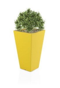 Smukła i wysoka donica Slim line S żółta z wewnętrzną półką 70h cm