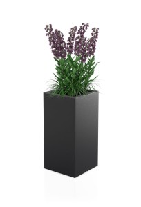 Wysoka kwadratowa donica Tower pot czarna z wewnętrzną półką 70 cm