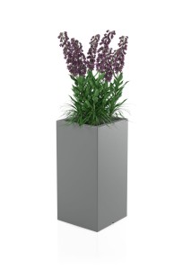 Wysoka kwadratowa donica Tower pot szaraa z wewnętrzną półką 70 cm
