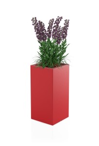 Wysoka kwadratowa donica Tower pot czerwona z wewnętrzną półką 70 cm 