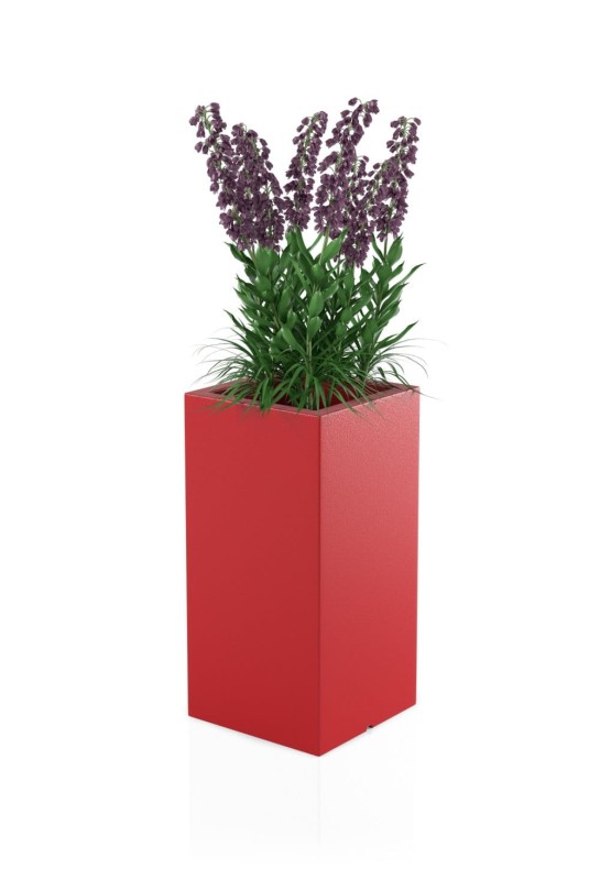 Donica Tower pot czerwona + roślina.jpg