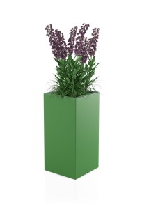 Wysoka kwadratowa donica Tower pot limonka z wewnętrzną półką 70 cm 