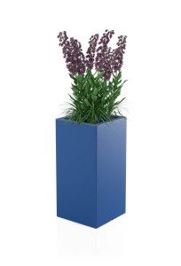 Wysoka kwadratowa donica Tower pot niebieska z wewnętrzną półką 70 cm 