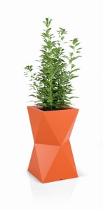 Duża geometryczna donica Valencia pomarańczowa z wewnętrzną półką 70 cm