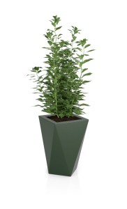 Designerska donica Vaso butelkowa zieleń z wewnętrzną półką 60 cm