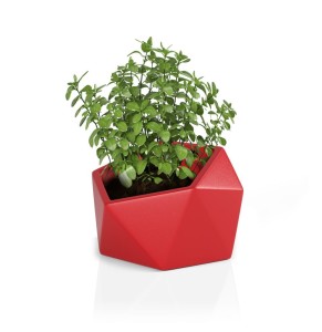 Asymetryczna stylowa donica Vesari czerwona pojedyncze dno 46 cm