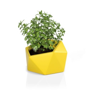 Asymetryczna stylowa donica Vesari żółta pojedyncze dno 46 cm