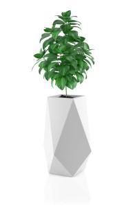 Wysoka nowoczesna donica Volcano biała z wewnętrzną półką 80 cm