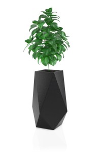 Wysoka nowoczesna donica Volcano czarna z wewnętrzną półką 80 cm 