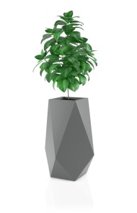 Wysoka nowoczesna donica Volcano szara z wewnętrzną półką 80 cm