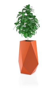 Wysoka nowoczesna donica Volcano pomarańczowa pojedyncze dno 80 cm