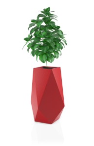 Wysoka nowoczesna donica Volcano czerwona z wewnętrzną półką 80 cm