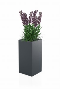 Wysoka kwadratowa donica Tower pot antracytowa z wewnętrzną półką 70 cm 