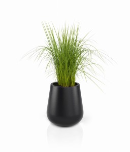 Okrągła nowoczesna donica Monumo Lago czarna pojedyncze dno 50cm