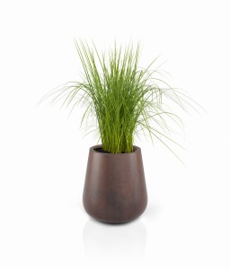 Okrągła nowoczesna donica Monumo Lago corten effect  z wewnętrzną półką 50cm